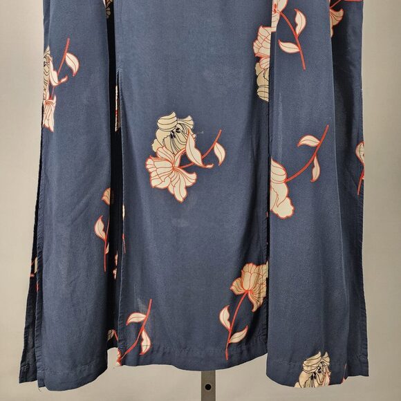 Pennintons Navy Blue Floral Midi Slit Skirt Size 18 - Picture 4 of 10